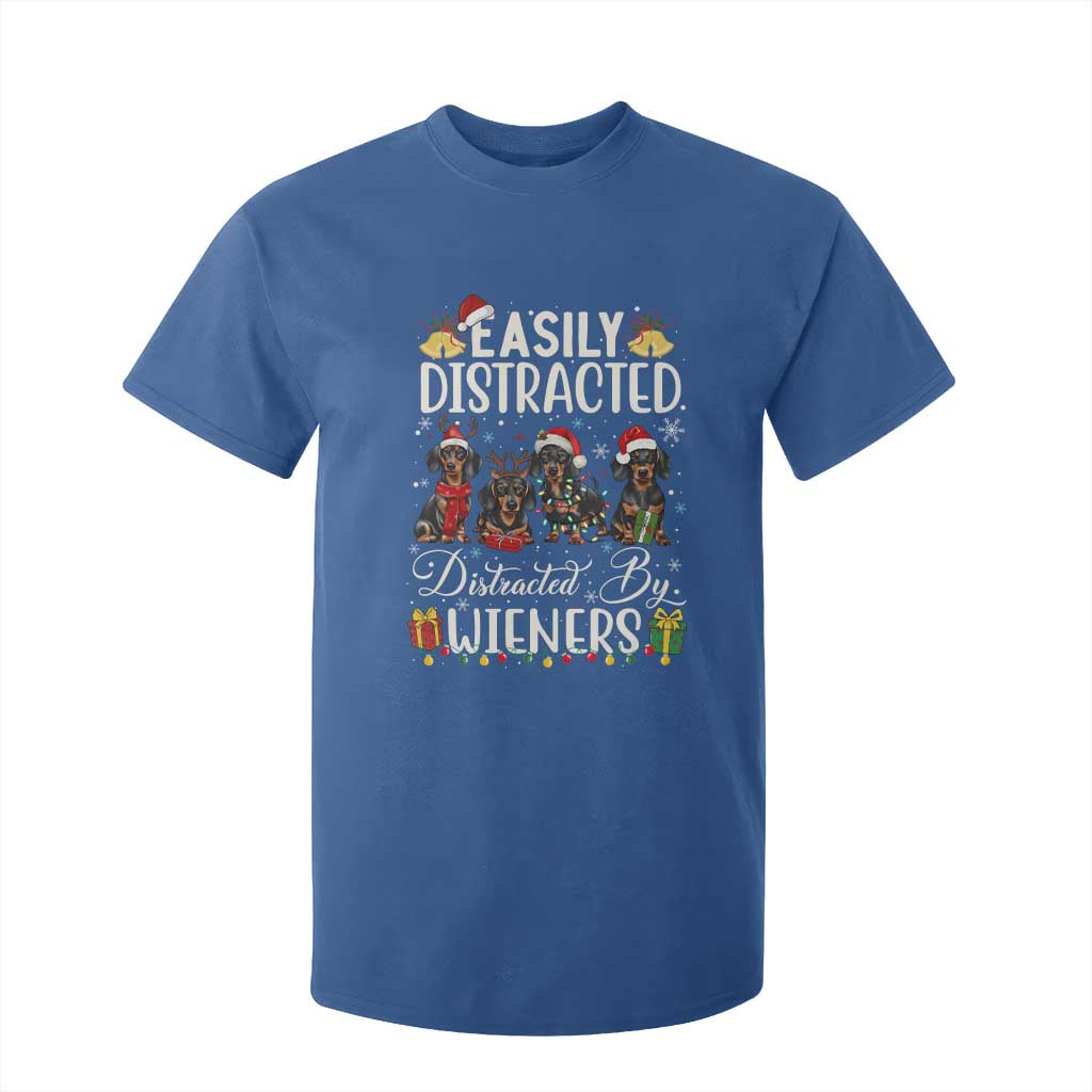 Christmas Dachshund T Shirt For Kid Funny Easily Distracted By Wieners TS12 Royal Blue Print Your Wear
