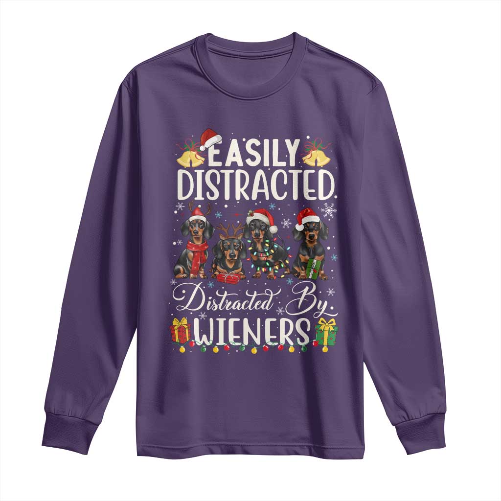 Christmas Dachshund Long Sleeve Shirt Funny Easily Distracted By Wieners TS12 Purple Print Your Wear