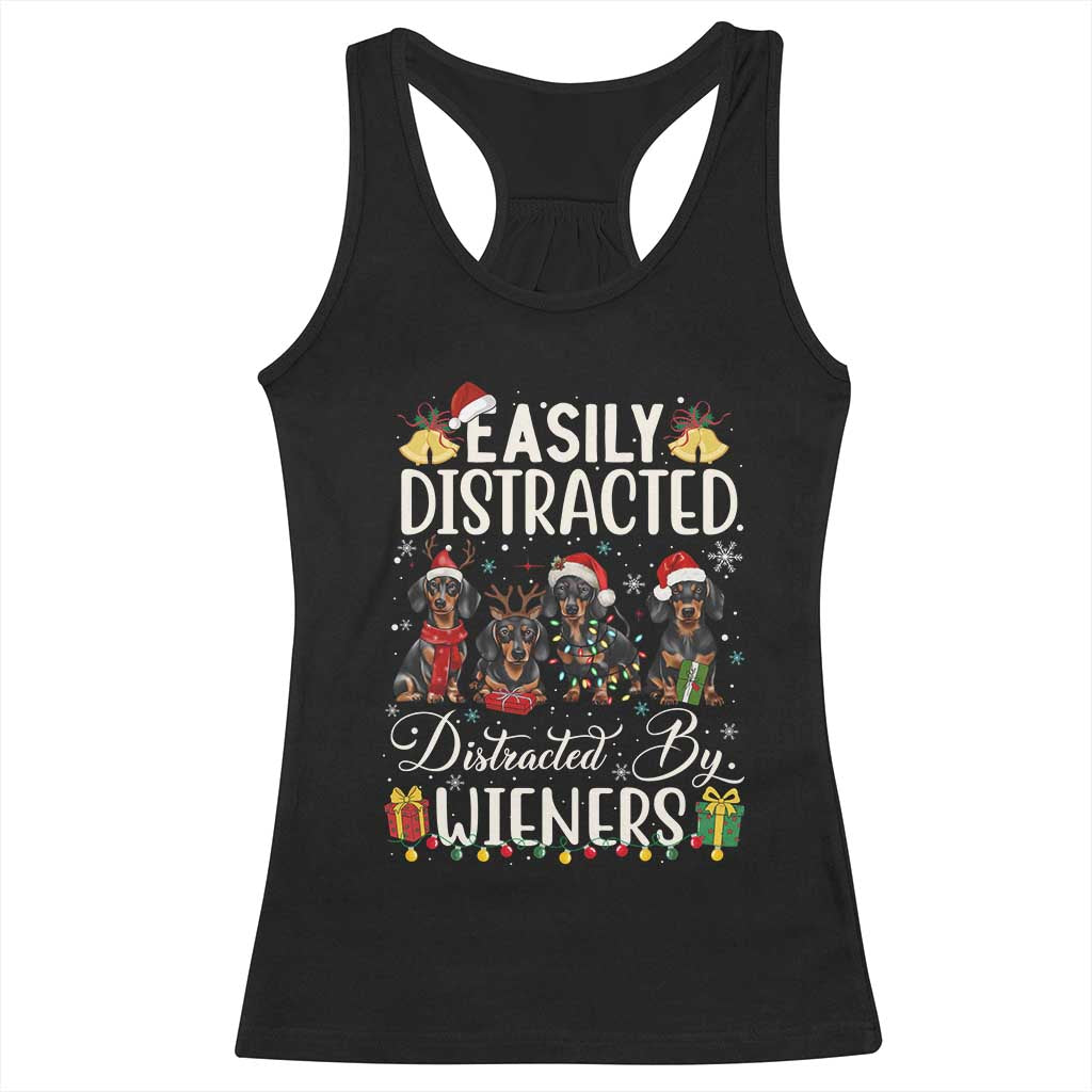 Christmas Dachshund Racerback Tank Top Funny Easily Distracted By Wieners TS12 Black Print Your Wear