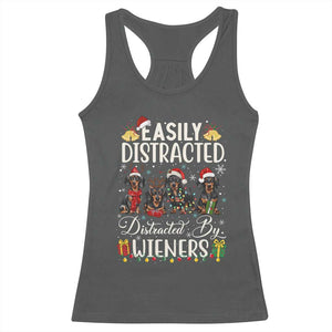 Christmas Dachshund Racerback Tank Top Funny Easily Distracted By Wieners TS12 Dark Heather Print Your Wear