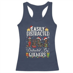 Christmas Dachshund Racerback Tank Top Funny Easily Distracted By Wieners TS12 Navy Print Your Wear