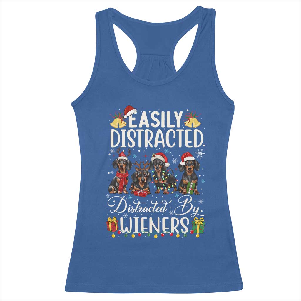 Christmas Dachshund Racerback Tank Top Funny Easily Distracted By Wieners TS12 Royal Blue Print Your Wear
