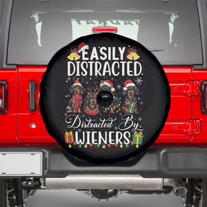 Christmas Dachshund Spare Tire Cover Funny Easily Distracted By Wieners TS12 Black Print Your Wear