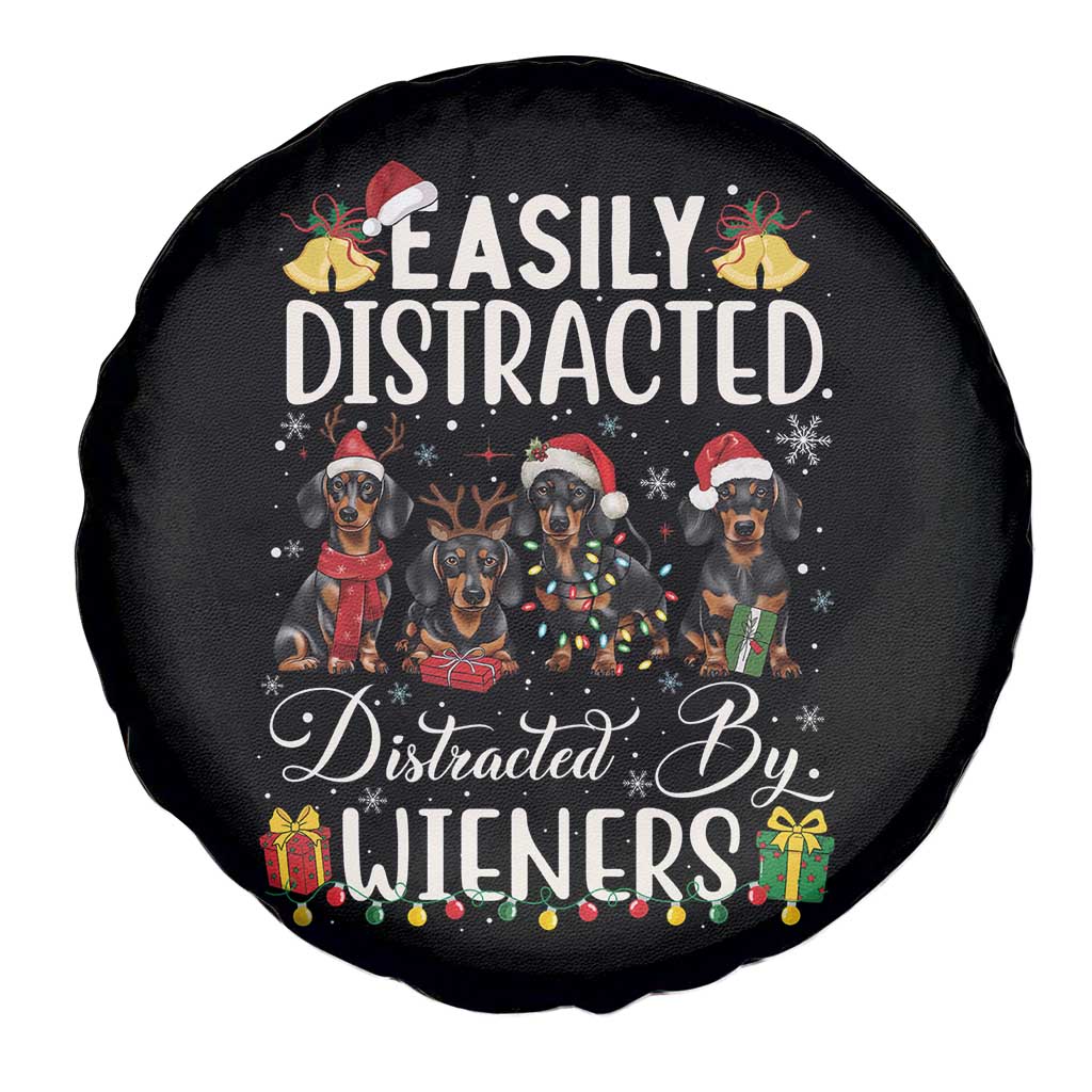Christmas Dachshund Spare Tire Cover Funny Easily Distracted By Wieners TS12 Print Your Wear