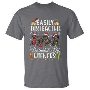 Christmas Dachshund T Shirt Funny Easily Distracted By Wieners TS12 Charcoal Print Your Wear
