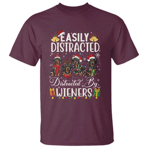 Christmas Dachshund T Shirt Funny Easily Distracted By Wieners TS12 Maroon Print Your Wear