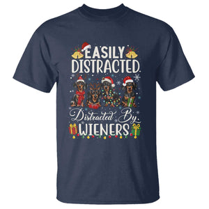 Christmas Dachshund T Shirt Funny Easily Distracted By Wieners TS12 Navy Print Your Wear