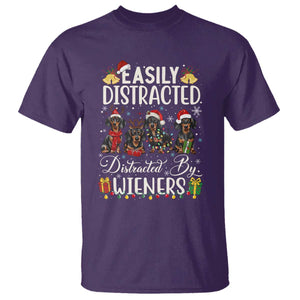 Christmas Dachshund T Shirt Funny Easily Distracted By Wieners TS12 Purple Print Your Wear