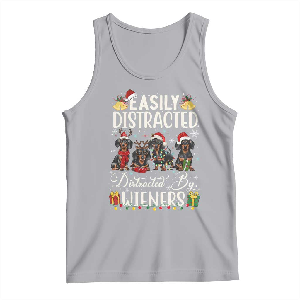 Christmas Dachshund Tank Top Funny Easily Distracted By Wieners TS12 Athletic Heather Print Your Wear