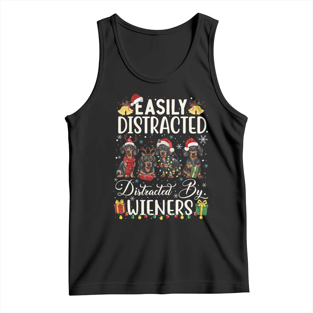 Christmas Dachshund Tank Top Funny Easily Distracted By Wieners TS12 Black Print Your Wear