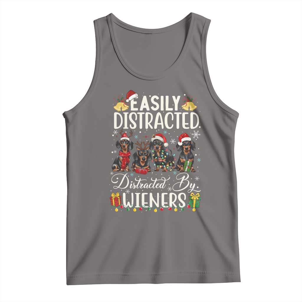 Christmas Dachshund Tank Top Funny Easily Distracted By Wieners TS12 Deep Heather Print Your Wear