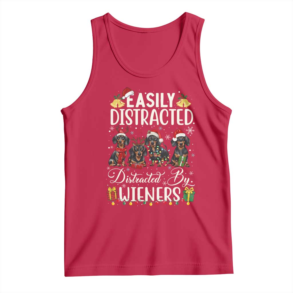 Christmas Dachshund Tank Top Funny Easily Distracted By Wieners TS12 Red Print Your Wear