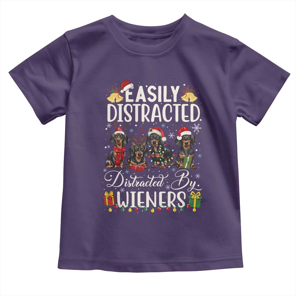 Christmas Dachshund Toddler T Shirt Funny Easily Distracted By Wieners TS12 Purple Print Your Wear