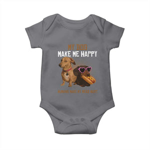 Funny Dachshund Dog Meme Baby Onesie My Dog Make Me Happy TS12 Charcoal Print Your Wear
