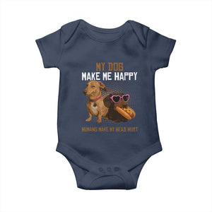 Funny Dachshund Dog Meme Baby Onesie My Dog Make Me Happy TS12 Navy Print Your Wear