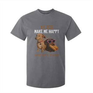 Funny Dachshund Dog Meme T Shirt For Kid My Dog Make Me Happy TS12 Charcoal Print Your Wear