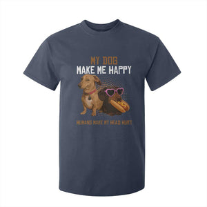 Funny Dachshund Dog Meme T Shirt For Kid My Dog Make Me Happy TS12 Navy Print Your Wear