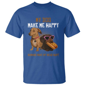 Funny Dachshund Dog Meme T Shirt My Dog Make Me Happy TS12 Royal Blue Print Your Wear