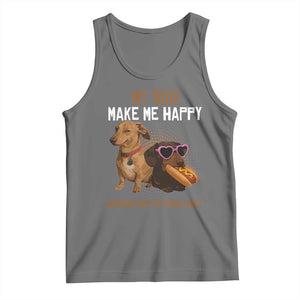 Funny Dachshund Dog Meme Tank Top My Dog Make Me Happy TS12 Black Heather Print Your Wear