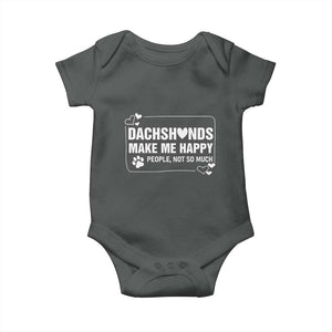 Dog Lover Baby Onesie Dachshunds Make Me Happy Quote TS12 Dark Heather Print Your Wear