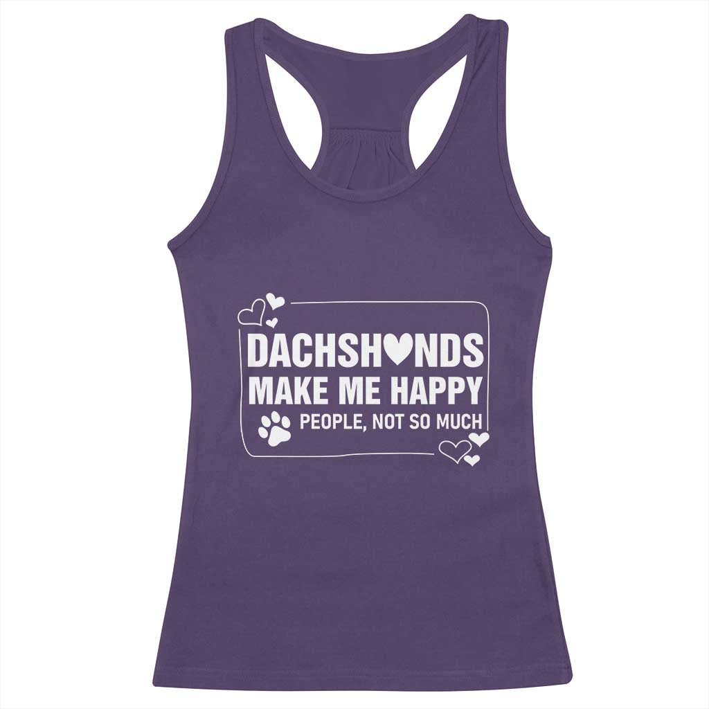Dog Lover Racerback Tank Top Dachshunds Make Me Happy Quote TS12 Purple Print Your Wear