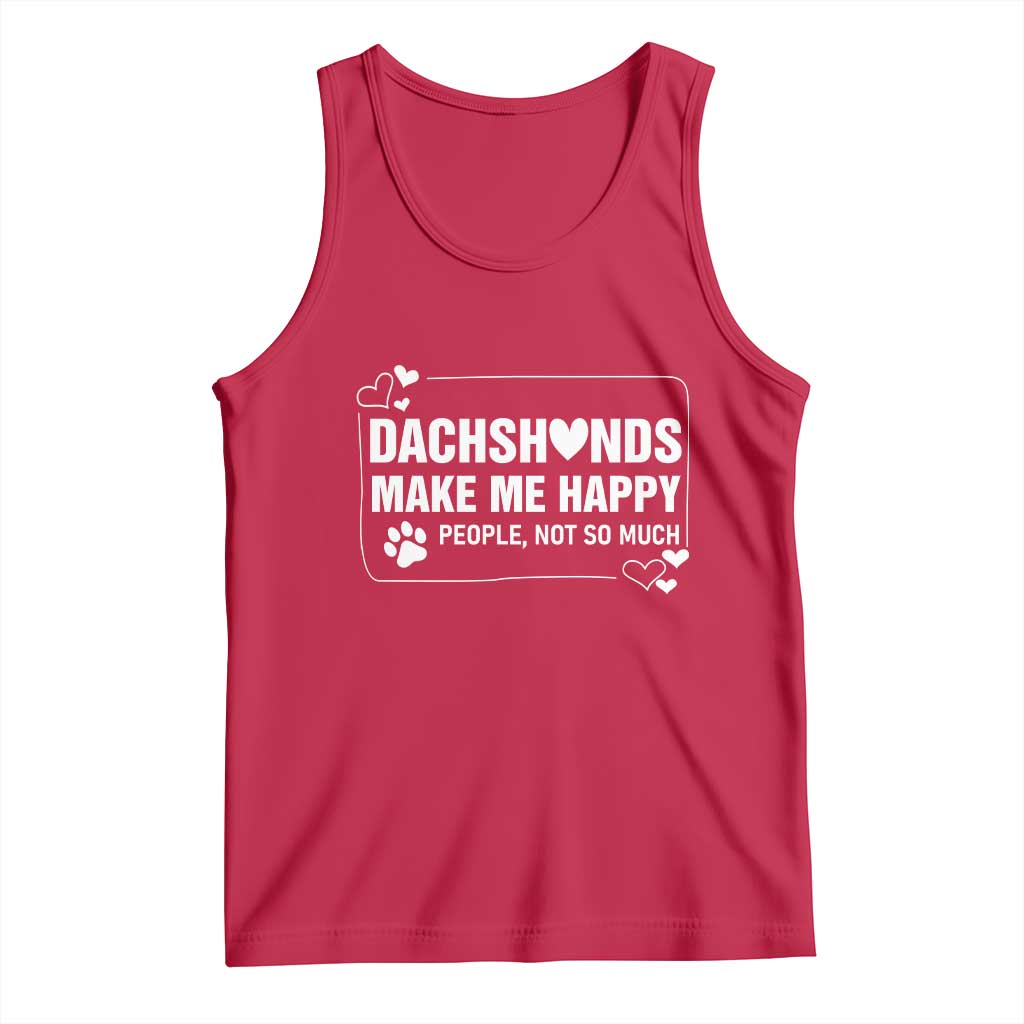 Dog Lover Tank Top Dachshunds Make Me Happy Quote TS12 Red Print Your Wear