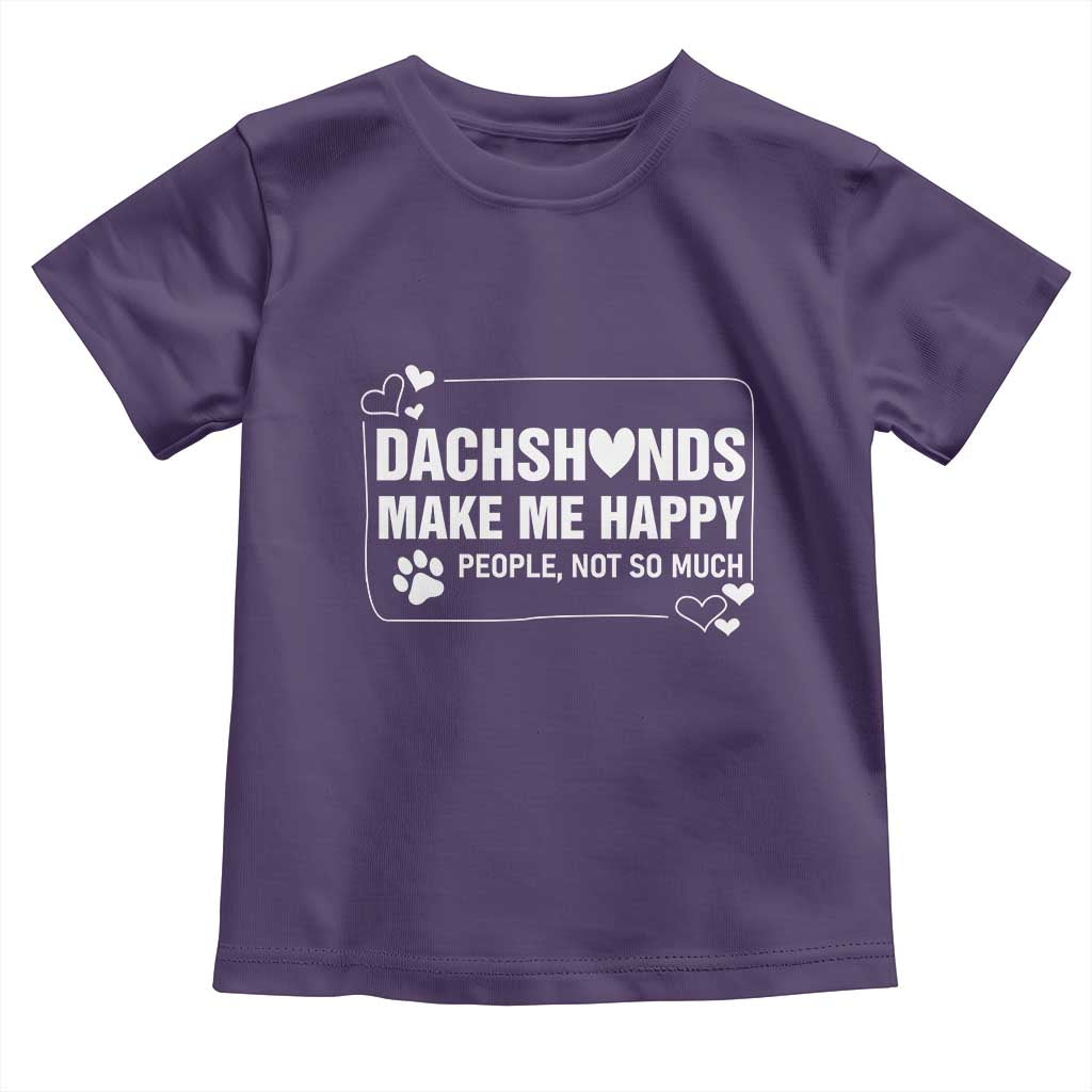 Dog Lover Toddler T Shirt Dachshunds Make Me Happy Quote TS12 Purple Print Your Wear