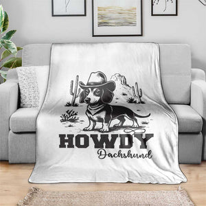 Funny Cowboy Dog Throw Blanket Howdy Dachshund Vintage Western TS12 Print Your Wear