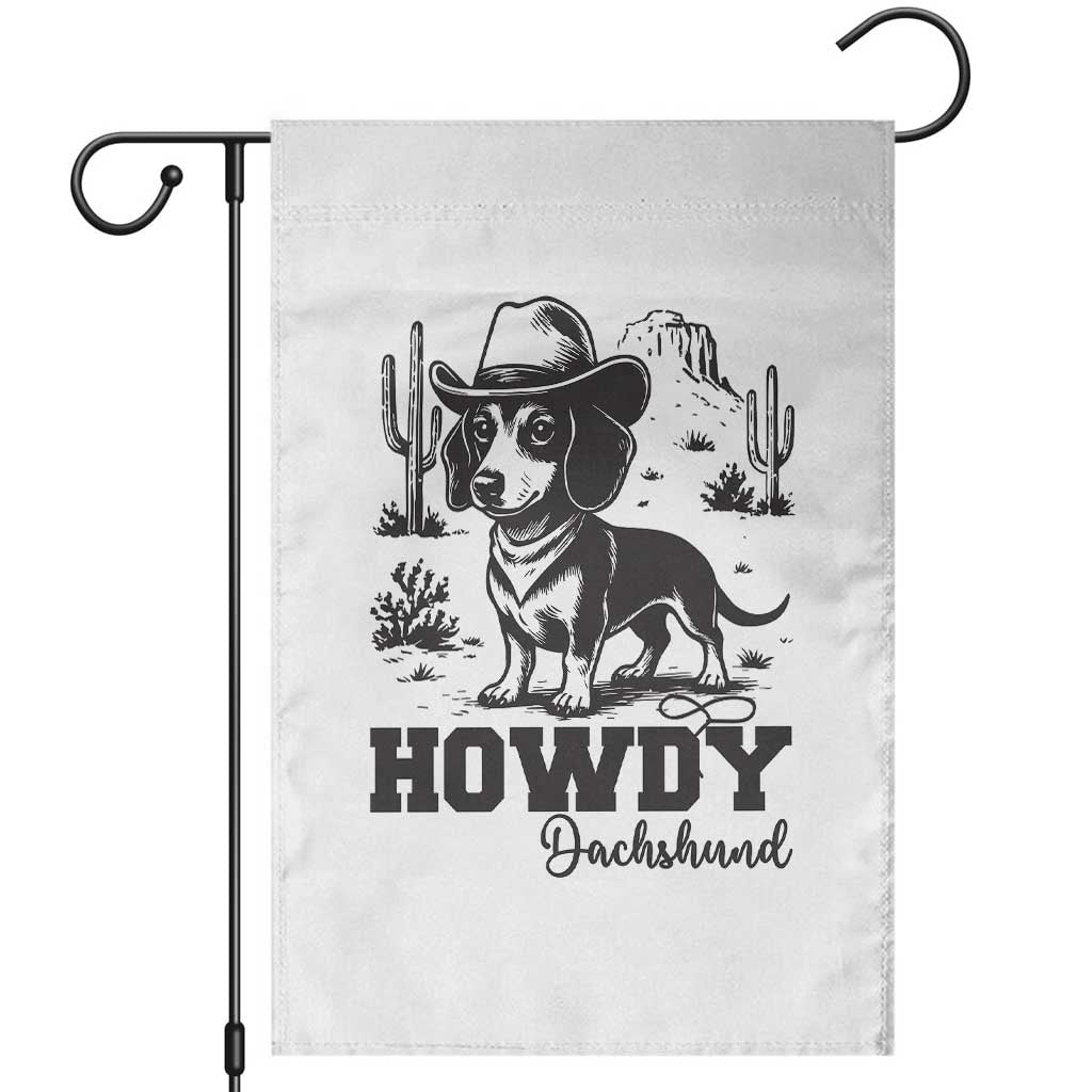 Funny Cowboy Dog Garden Flag Howdy Dachshund Vintage Western TS12 White Print Your Wear