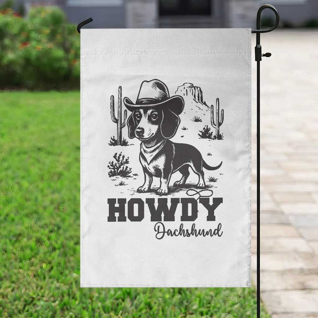 Funny Cowboy Dog Garden Flag Howdy Dachshund Vintage Western TS12 Print Your Wear