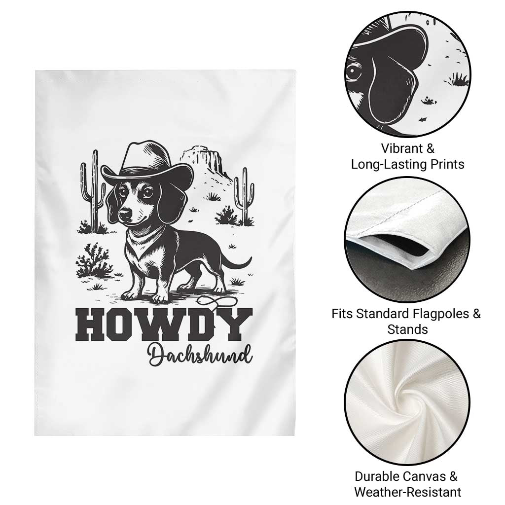 Funny Cowboy Dog Garden Flag Howdy Dachshund Vintage Western TS12 Print Your Wear