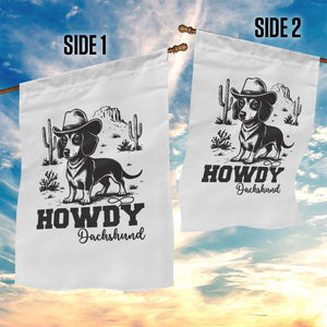 Funny Cowboy Dog Garden Flag Howdy Dachshund Vintage Western TS12 Print Your Wear