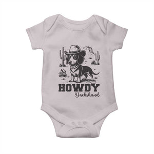Funny Cowboy Dog Baby Onesie Howdy Dachshund Vintage Western TS12 Ice Gray Print Your Wear