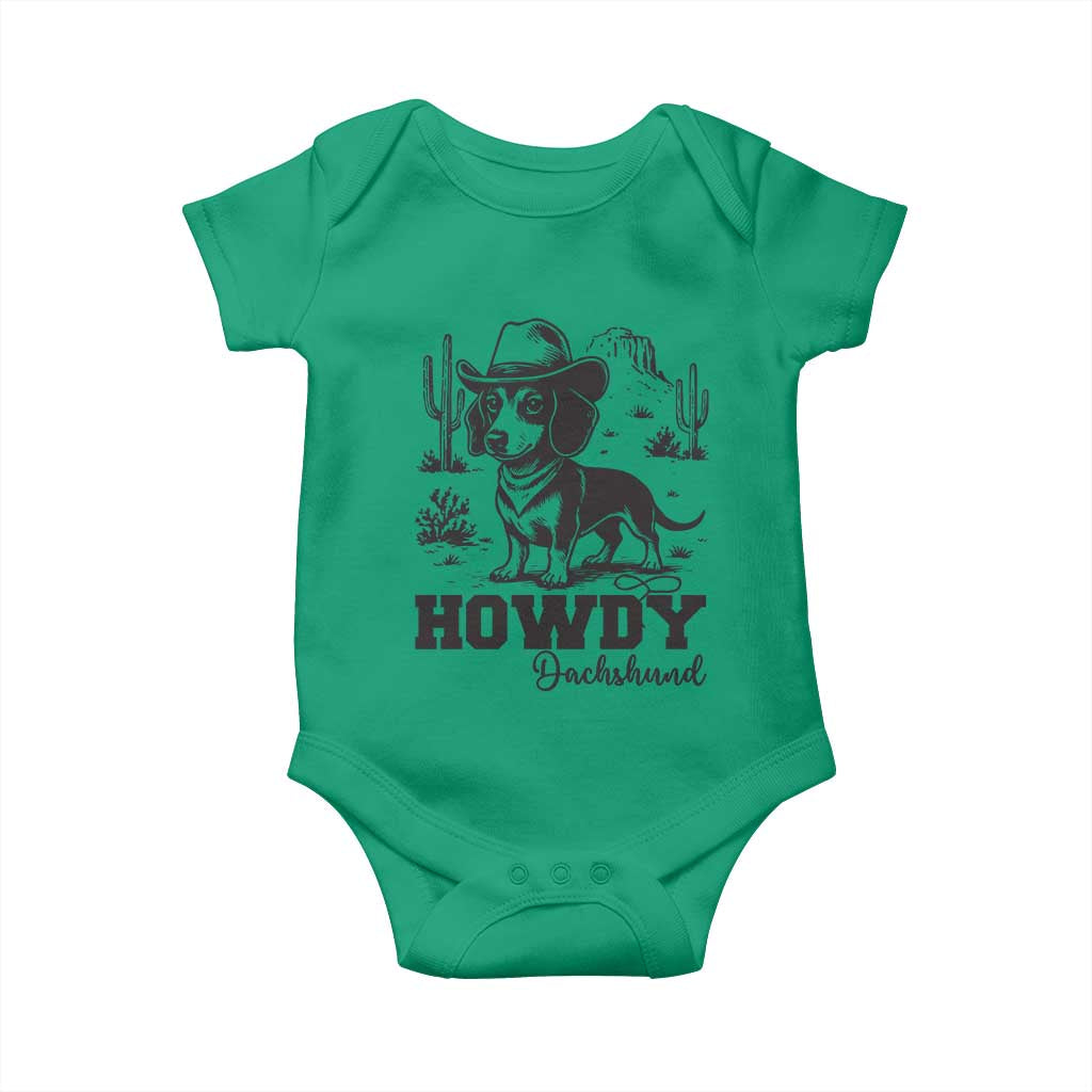 Funny Cowboy Dog Baby Onesie Howdy Dachshund Vintage Western TS12 Irish Green Print Your Wear