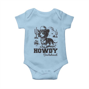 Funny Cowboy Dog Baby Onesie Howdy Dachshund Vintage Western TS12 Light Blue Print Your Wear