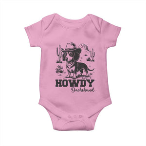 Funny Cowboy Dog Baby Onesie Howdy Dachshund Vintage Western TS12 Light Pink Print Your Wear