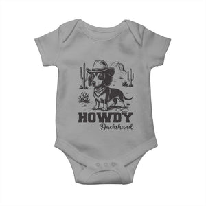 Funny Cowboy Dog Baby Onesie Howdy Dachshund Vintage Western TS12 Sport Gray Print Your Wear