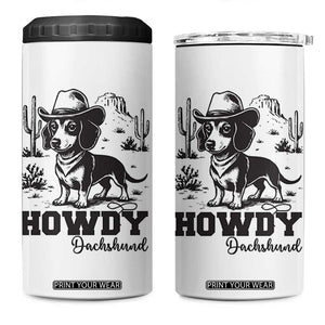 Funny Cowboy Dog 4 in 1 Can Cooler Tumbler Howdy Dachshund Vintage Western TS12 One Size: 16 oz White Print Your Wear