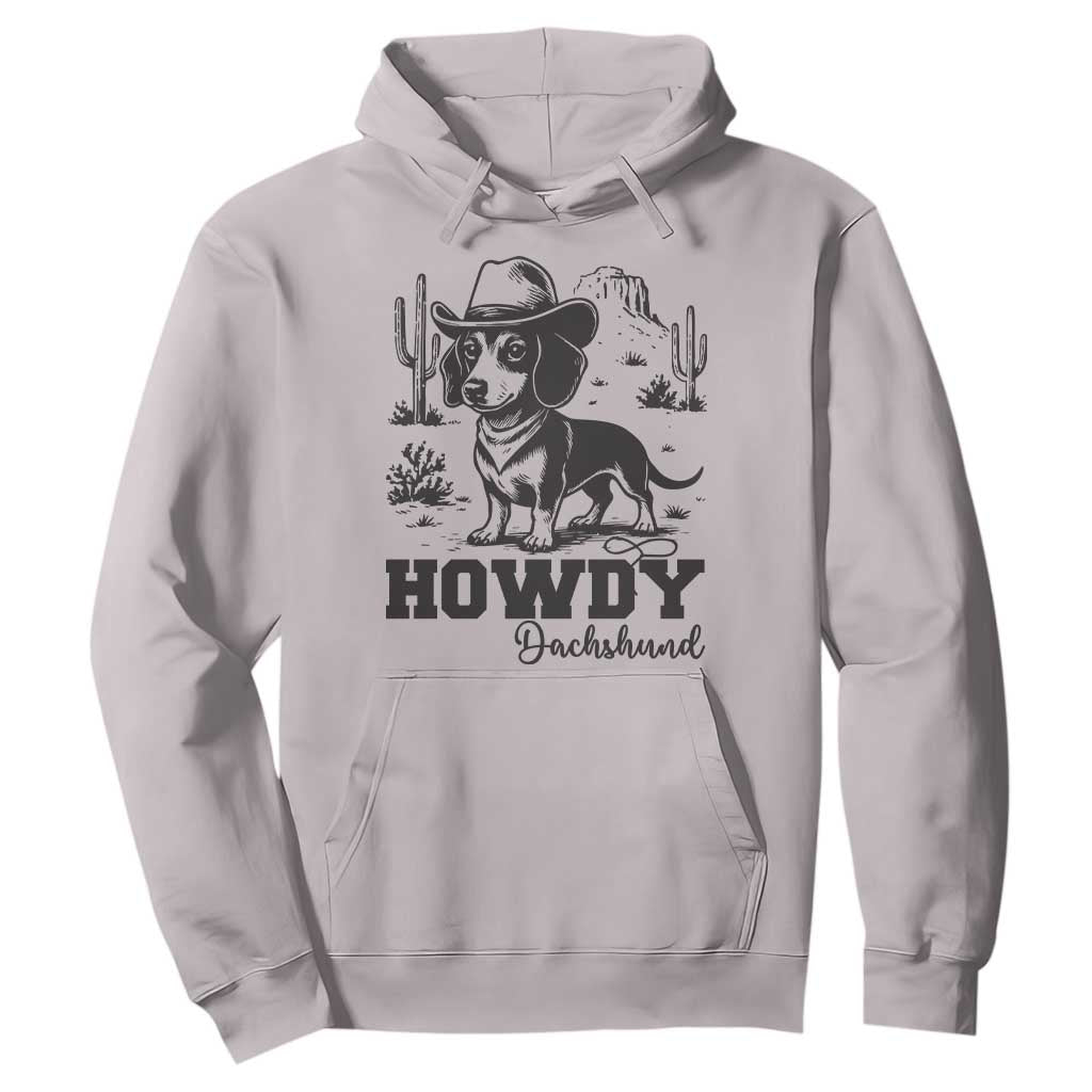 Funny Cowboy Dog Hoodie Howdy Dachshund Vintage Western TS12 Ice Gray Print Your Wear