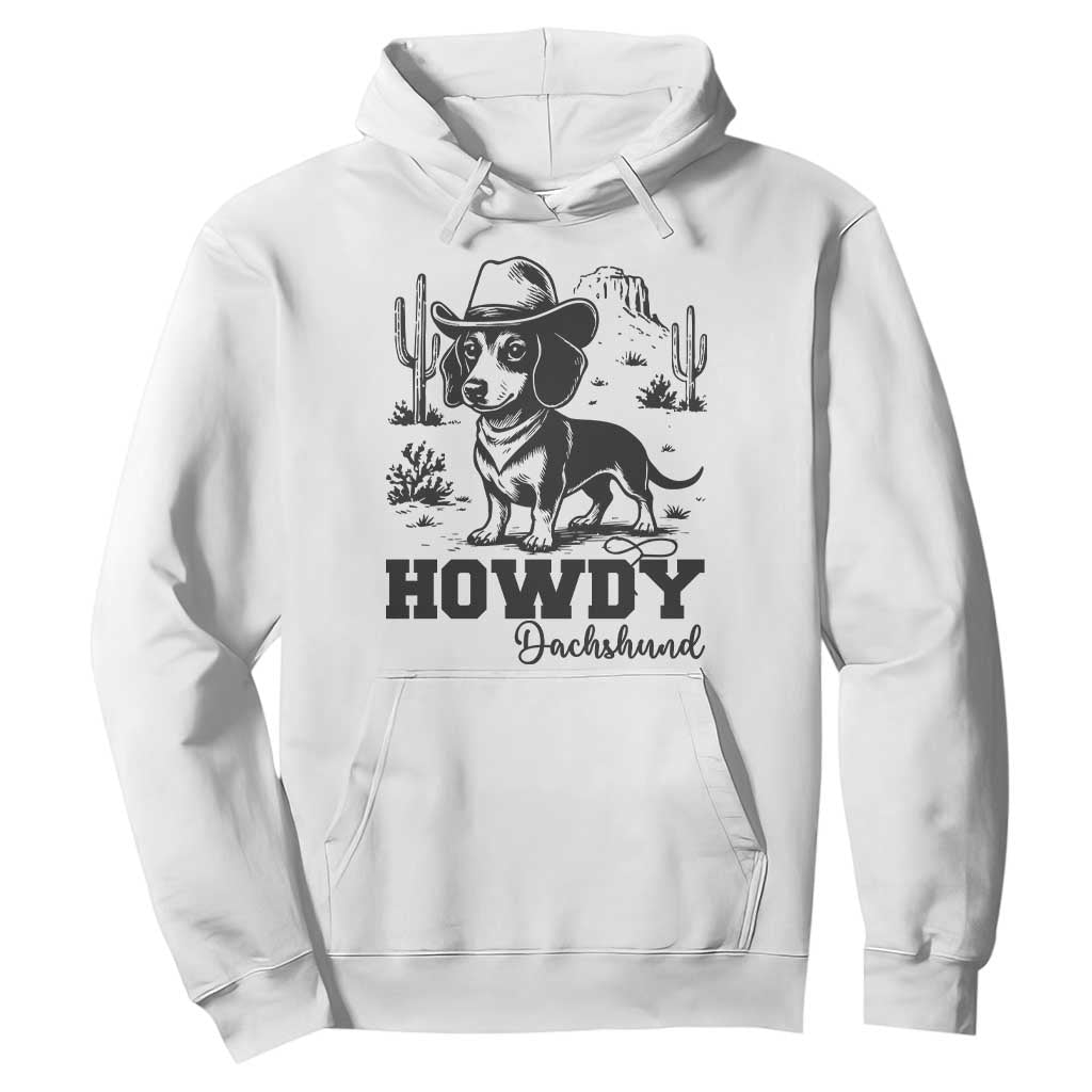 Funny Cowboy Dog Hoodie Howdy Dachshund Vintage Western TS12 White Print Your Wear