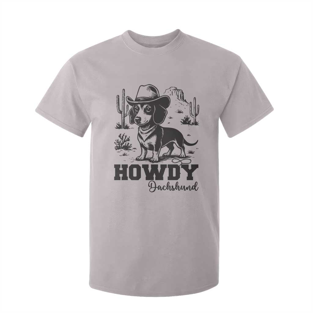 Funny Cowboy Dog T Shirt For Kid Howdy Dachshund Vintage Western TS12 Ice Gray Print Your Wear