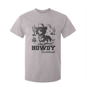 Funny Cowboy Dog T Shirt For Kid Howdy Dachshund Vintage Western TS12 Ice Gray Print Your Wear