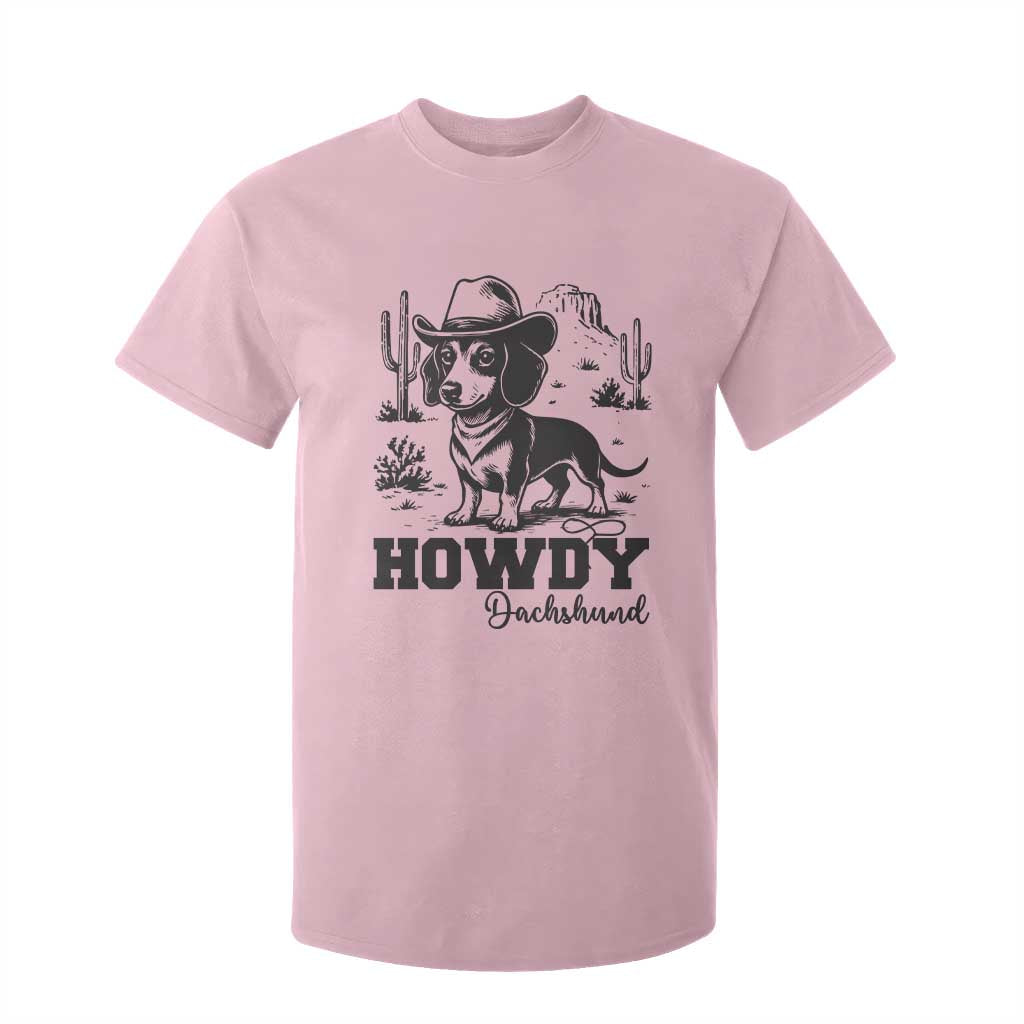 Funny Cowboy Dog T Shirt For Kid Howdy Dachshund Vintage Western TS12 Light Pink Print Your Wear