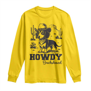 Funny Cowboy Dog Long Sleeve Shirt Howdy Dachshund Vintage Western TS12 Daisy Print Your Wear