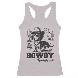 Funny Cowboy Dog Racerback Tank Top Howdy Dachshund Vintage Western TS12 Ice Gray Print Your Wear