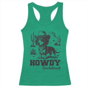 Funny Cowboy Dog Racerback Tank Top Howdy Dachshund Vintage Western TS12 Irish Green Print Your Wear