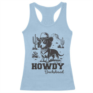 Funny Cowboy Dog Racerback Tank Top Howdy Dachshund Vintage Western TS12 Light Blue Print Your Wear