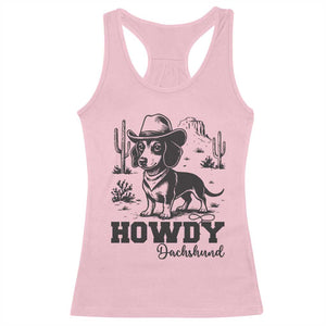 Funny Cowboy Dog Racerback Tank Top Howdy Dachshund Vintage Western TS12 Light Pink Print Your Wear