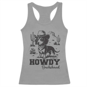 Funny Cowboy Dog Racerback Tank Top Howdy Dachshund Vintage Western TS12 Sport Gray Print Your Wear
