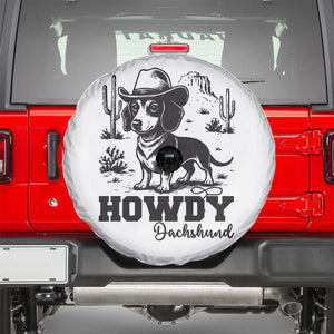 Funny Cowboy Dog Spare Tire Cover Howdy Dachshund Vintage Western TS12 White Print Your Wear